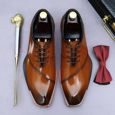 Marque Originale Chaussures de Ville Oxford pour Homme Cuir Véritable Marron Lacets Affaires Mariage Chaussures Formelles Grande Taille 38-46