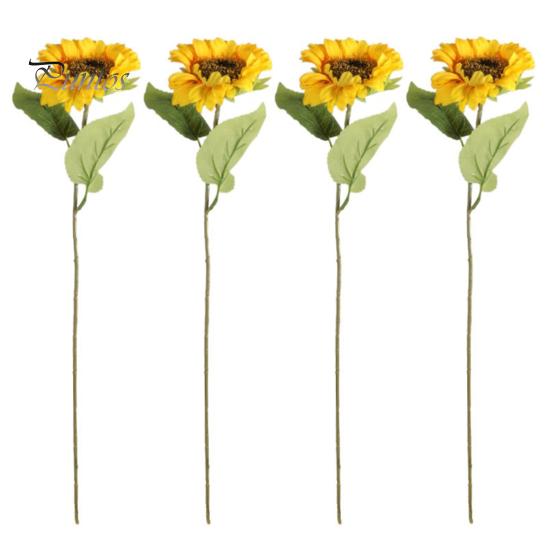 UV Resistant Artificial Flowers Sunflower with Leaves Long Stem Fake Silk Large for Protected For Outdoors Home Hotel DIY Craft Wedding Party