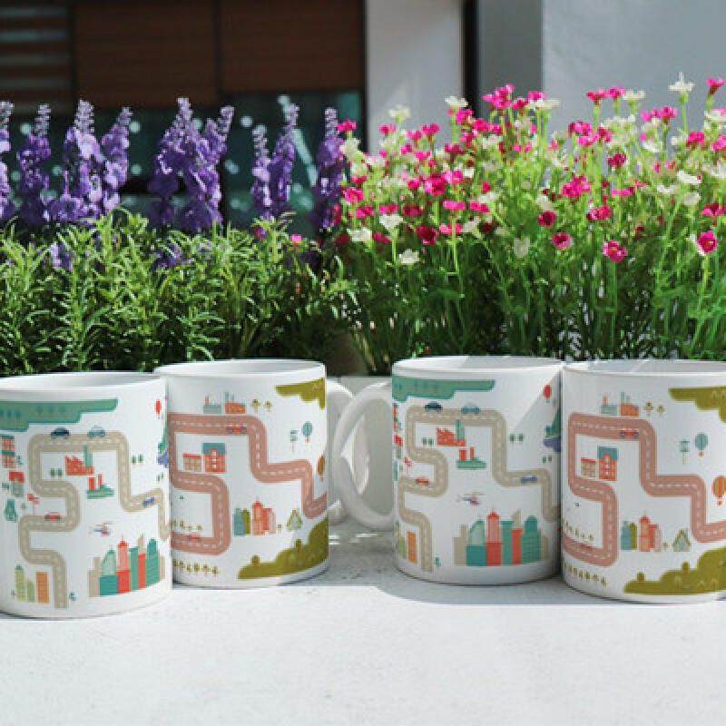 ij552-Design Mug 4p-Cityscape Illustration