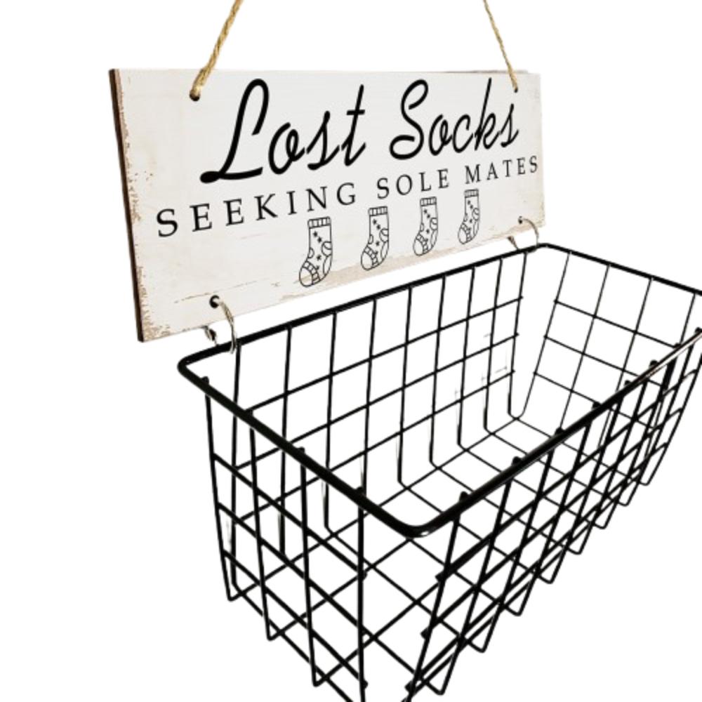 Iron Grid Socks Storage Basket Wall Mounted Lost Socks Container Hollow Metal Storage Rack  Closets