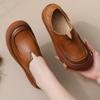 Fashion Original Natural Leather Shoes for Women Vintage Comfort Round Toe Buckl Flats Woman Slip On Orthopedic Loafers Ladies Moccasins