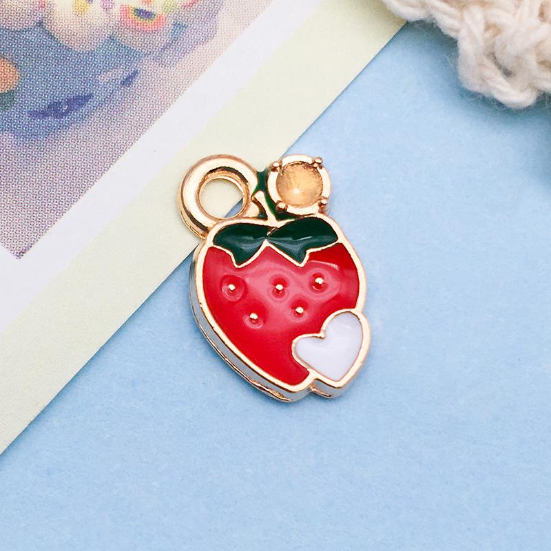 3D Fruit Drip Oil Alloy Pendants: Cherry, Watermelon, Grape Charms - Mixed 20K Gold