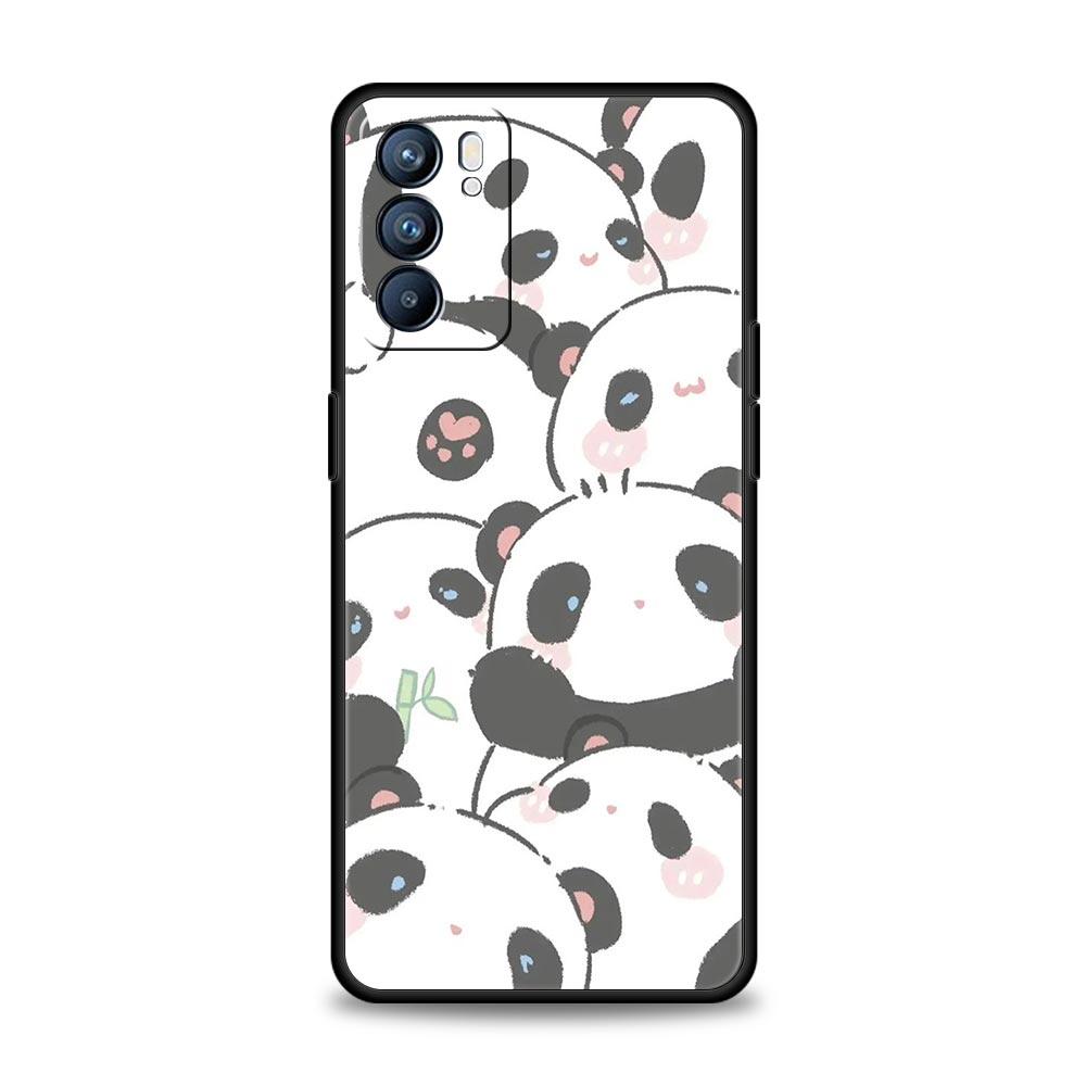 Cute Panda Climbing Bamboo Phone Case For Oppo Reno8 Reno7 Reno6 Pro A54 5G Find X6 X5 A53 A52 A9 A15 A95 A17 A16 A57 A31 Cover