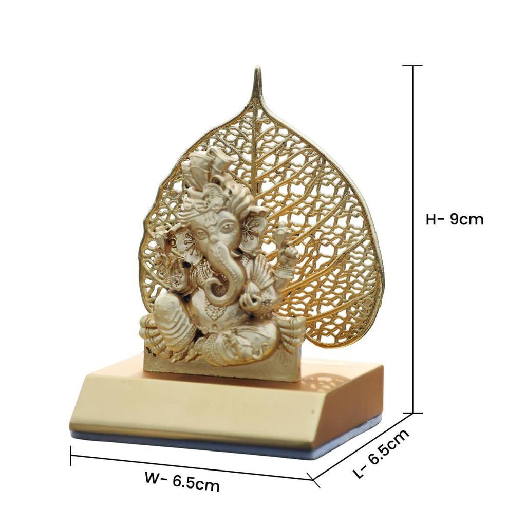 Metal Ganesha Idol for Car Dashboard Home Decor Golden Ganesh Ji Statue Showpiece Diwali New Year Gift for Corporate Clientf