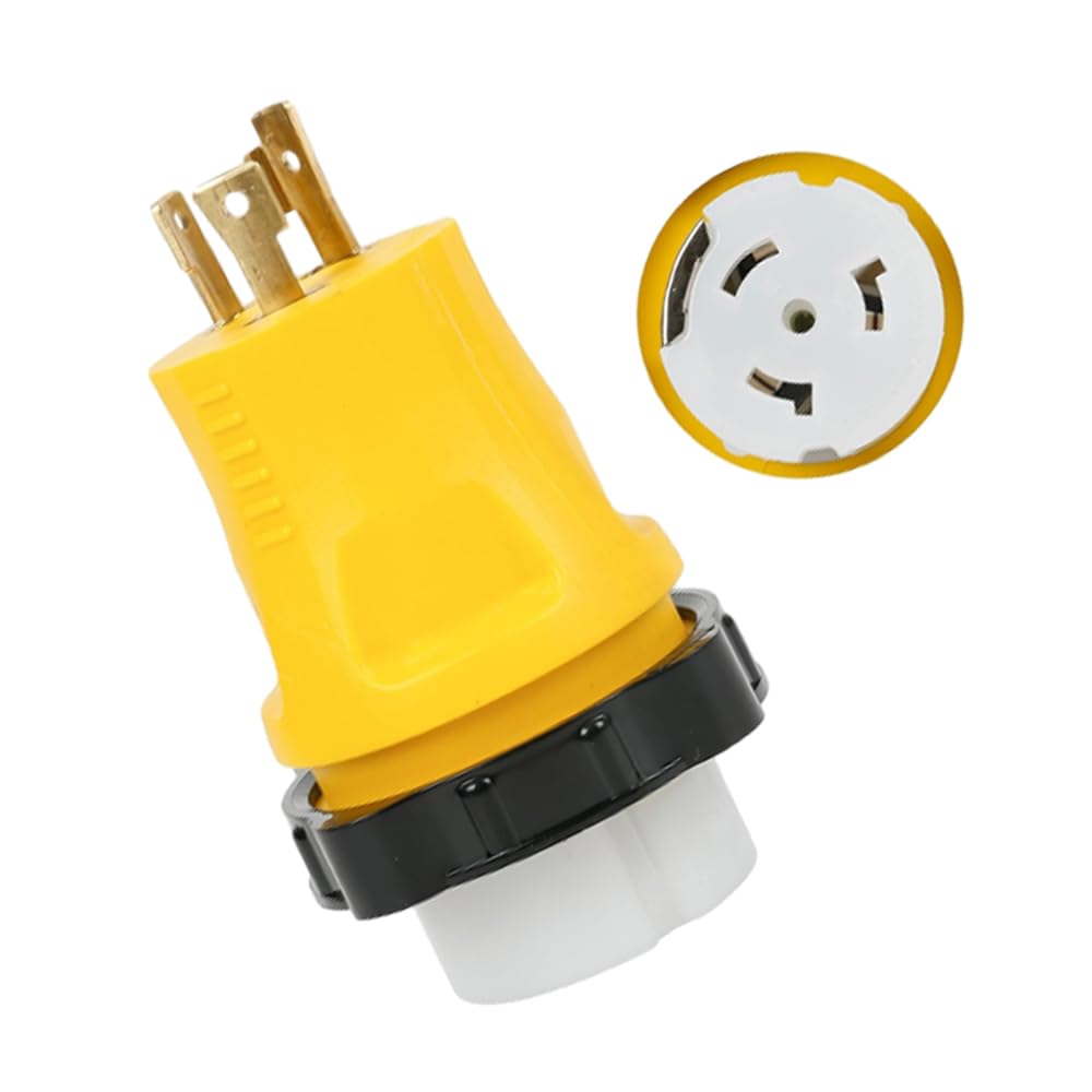 Riloer Shore Power RV Adapter Plug, 1-Pack NEMA L5-30P to SS2-50R RV Generator Adapter, 30A Male to 50A Female 3 Prong Twist Locking Connector,