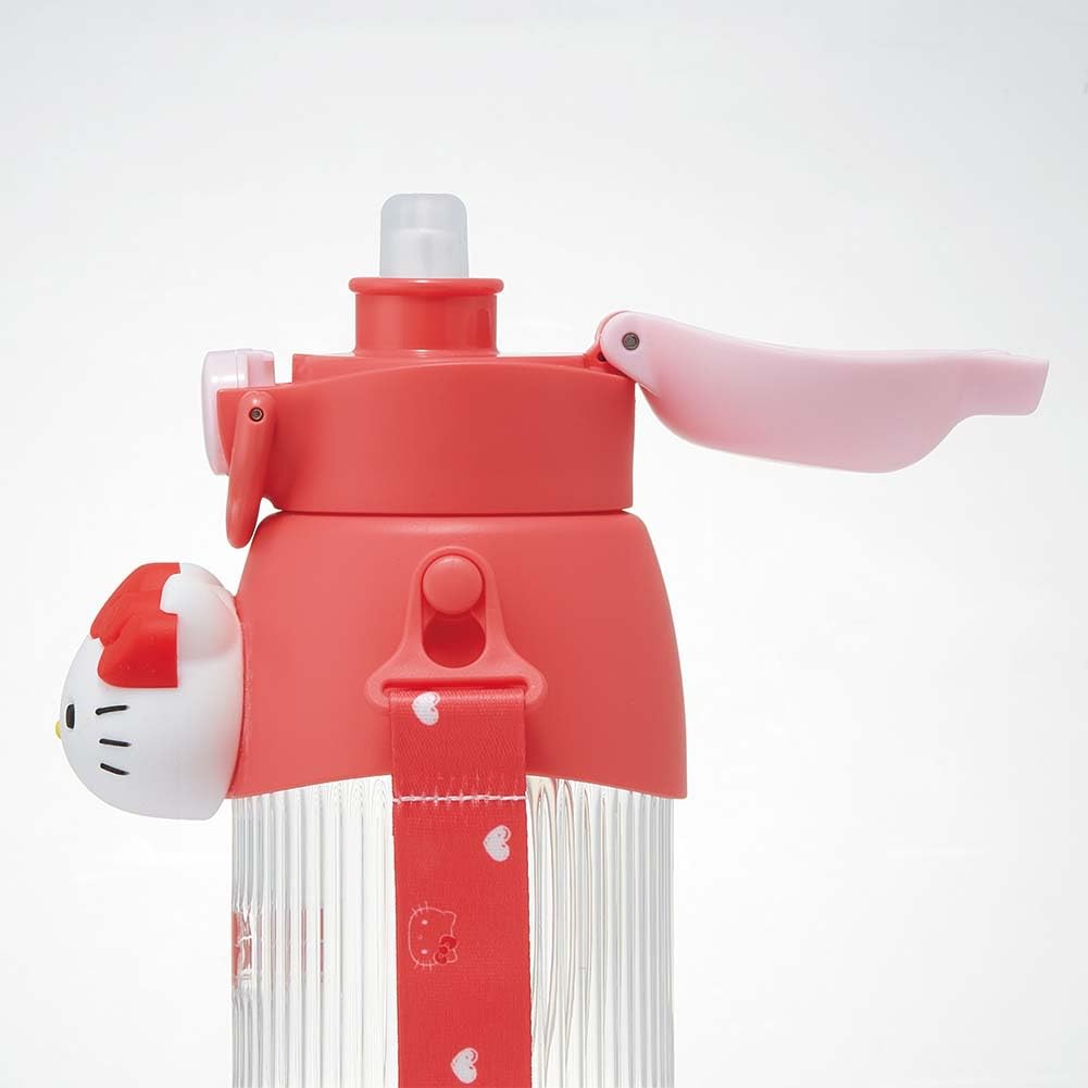Skater 590ml Sanrio Hello Kitty 3D Mascot Straw Water Bottle with Cute for Girls and Straw, Kids, PMSHP6-A