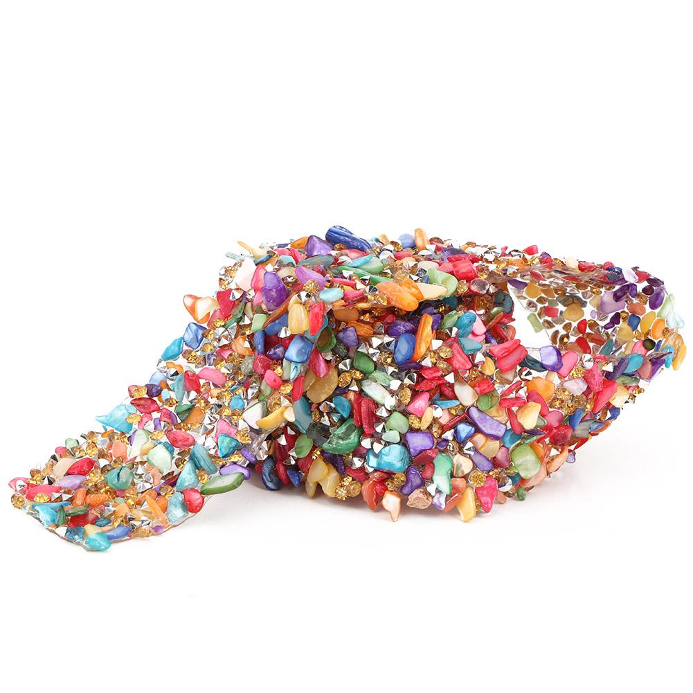 1m DIY Shiny Colorful Stone Trim Ribbon Decoration Accessory Crafts Sewing Dress Decor(#02)