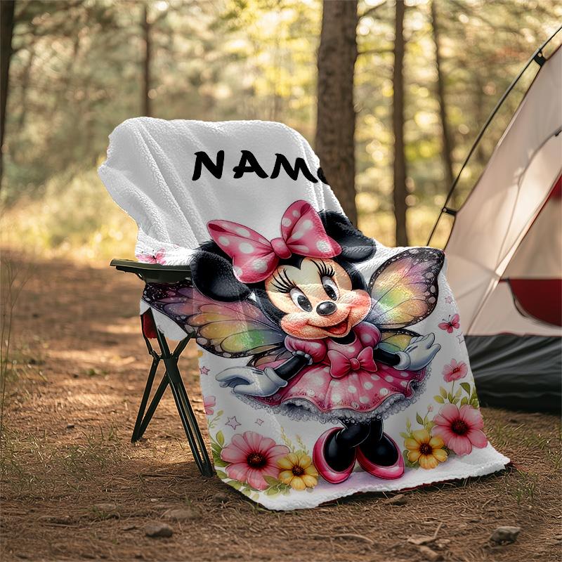 Customizable Minnie Throw Blanket – Personalized Name, All-Season Cozy Snug Blanket, Machine Washable, Personalized Blanket