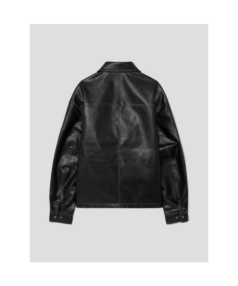 8seconds Faux Leather Topstitch Blouson Black