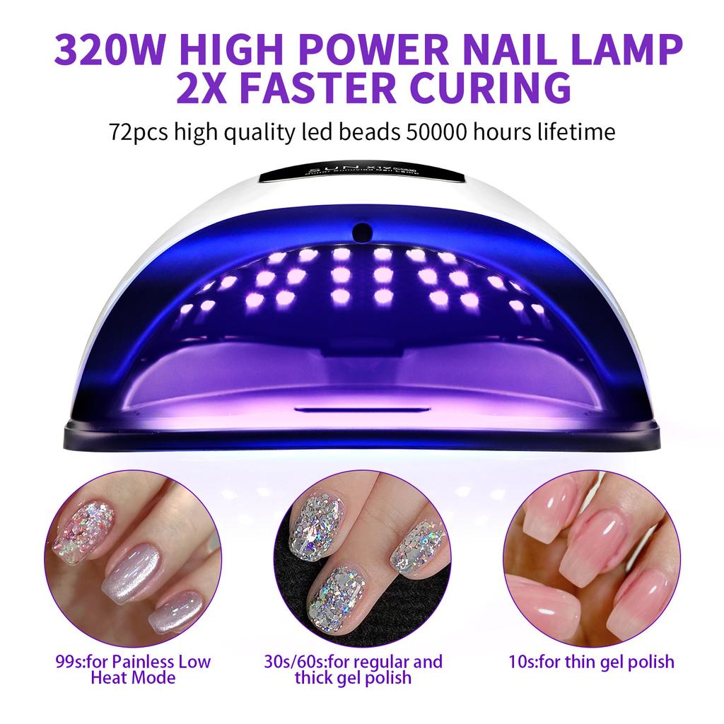 X19Max Manicure Light, High-Power 320W Nail Baking Light, Quick-Drying Nail Polish Glue Led Phototherapy Machine Manicure Light