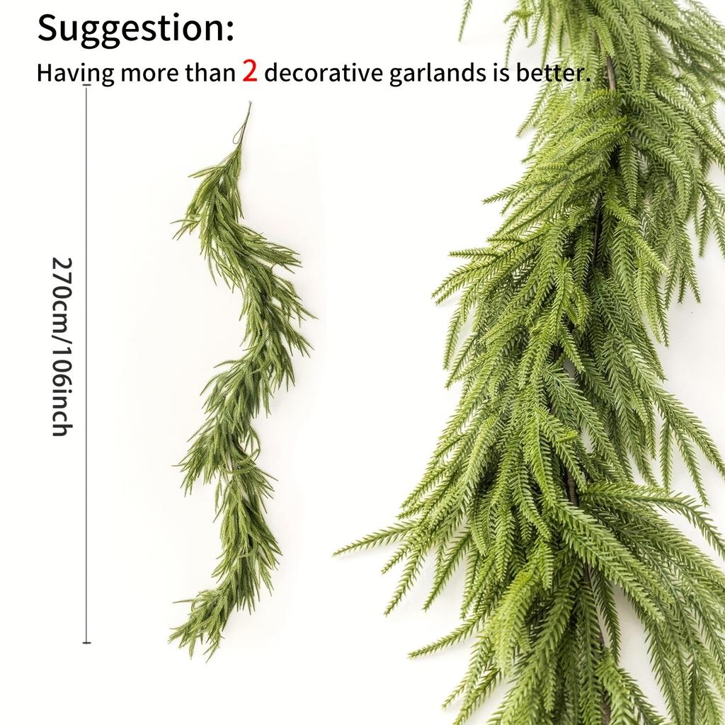 Lifelike 9ft Artificial Pine Branch Garland - Perfect for Staircase & Indoor/Outdoor Christmas Mantle Decor