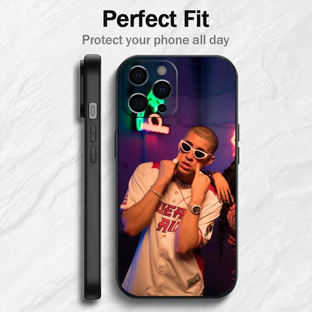 Singer B-Bad B-Bunny Phone Case For iPhone17,16,15,14,13,12 Plus,Max Soft Silicone Black Cover