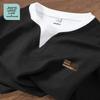 JEANSWEST LIFE Men's Waffle Knit Loose Fit Fake Two-Piece Long Sleeve T-Shirt