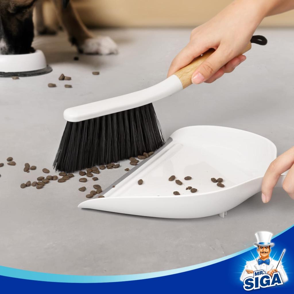 Broom and Dustpan Set for and Car Cleaning Mini Broom and Dustpan 1 Set MR.SIGA Entrance, Floor, Indoors, (Bamboo Handle)