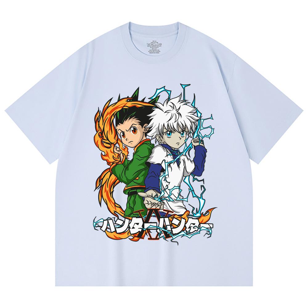 230 Gsm 100% Cotton HXH V7 Gon Killua Print Unisex Heavy Cotton T Shirt