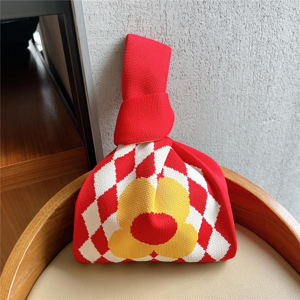 Knitted Mobile Phone Bag For Women In Spring And Autumn Cute Cartoon Versatile One Shoulder Diagonal Cross Bag Travel Coin Purse Small Handbag