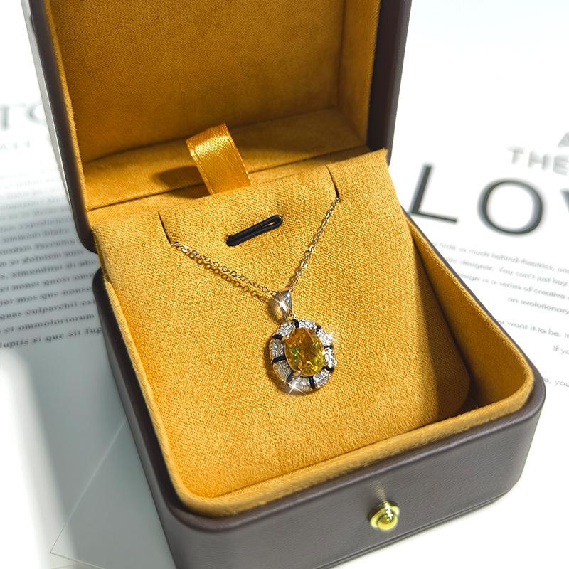 S925 Silver Necklace with Natural Topaz/Crystal Pendant, Colorful Gemstone Jewelry for Women