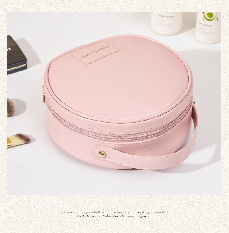 Waterproof Half-Circle Lipstick Makeup Bag - Large Capacity Travel Handbag