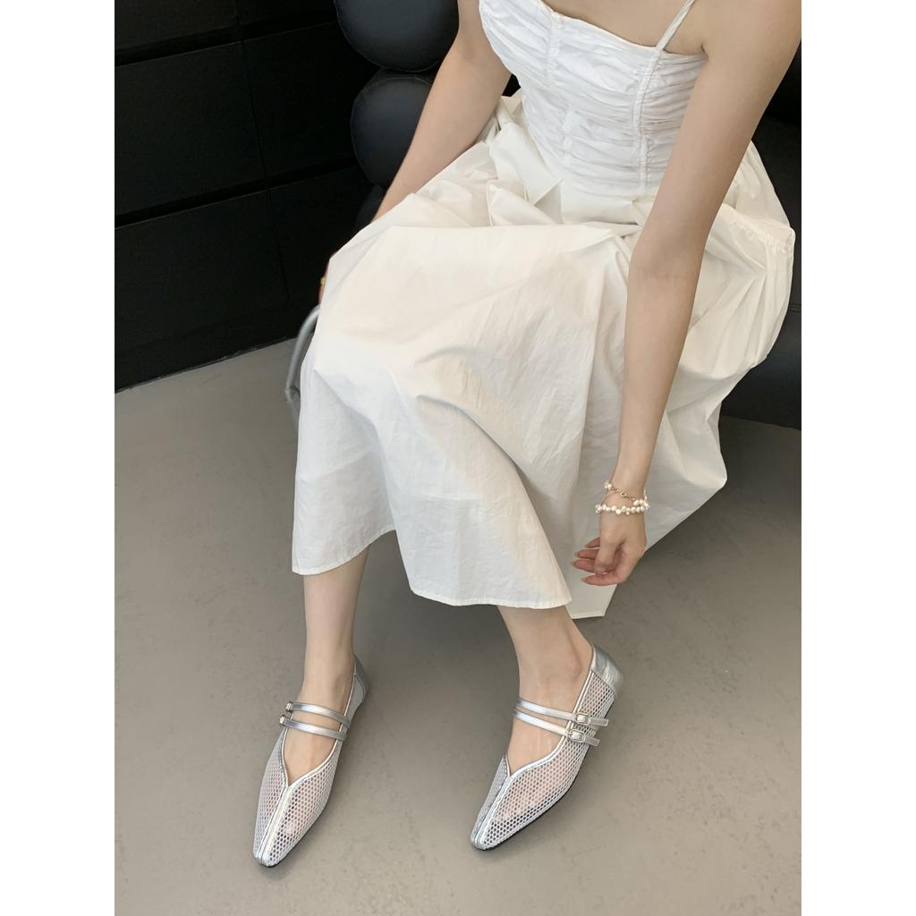 Fashion Shoes Woman 2025 Square Toe Ballet Flats Female Footwear New Ballerinas Dress Summer Mary Janes Shoes Woman Flats Square Toe Dre