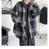 Fashion Loose Spell Color Grid Single Breasted Lapel Jacket Men's Spring Autumn Casual Jacket Pockets