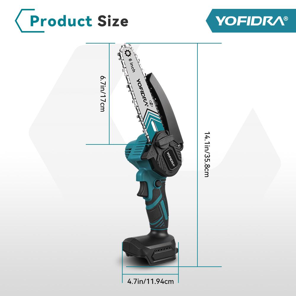 Yofidra 6-tommers Kjedesag Trådløs Elektrisk Sag Trearbeid Hage Klipping Beskjæringssag Elektroverktøy For Makita 21V Batteri Pin