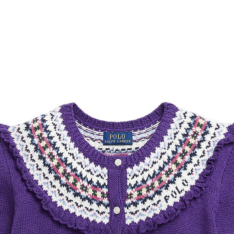 Polo Ralph Lauren Knit Sweater Kids FW23 Crew Neck Striped Trim Single-Breasted Long Sleeve Purple Kids sweater 313916542001