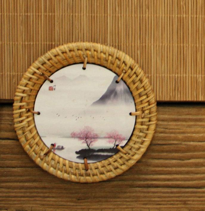 

Плетеная подставка из ротанга ручной работы, теплоизоляционная и противоскользящая, коврик для чашки, многоразовый, набор кухонной посуды, защита для стола, аксессуары