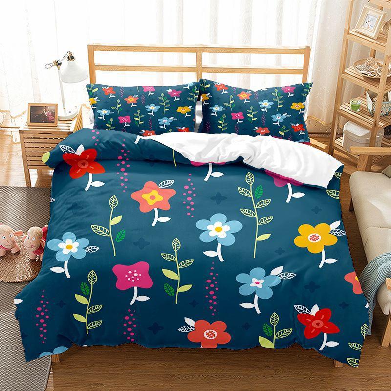Botanical Floral Duvet Cover Set Microfiber Flowers Leaves Print Comforter Cover Spring Garden Flower Bedding Set Twin King Size