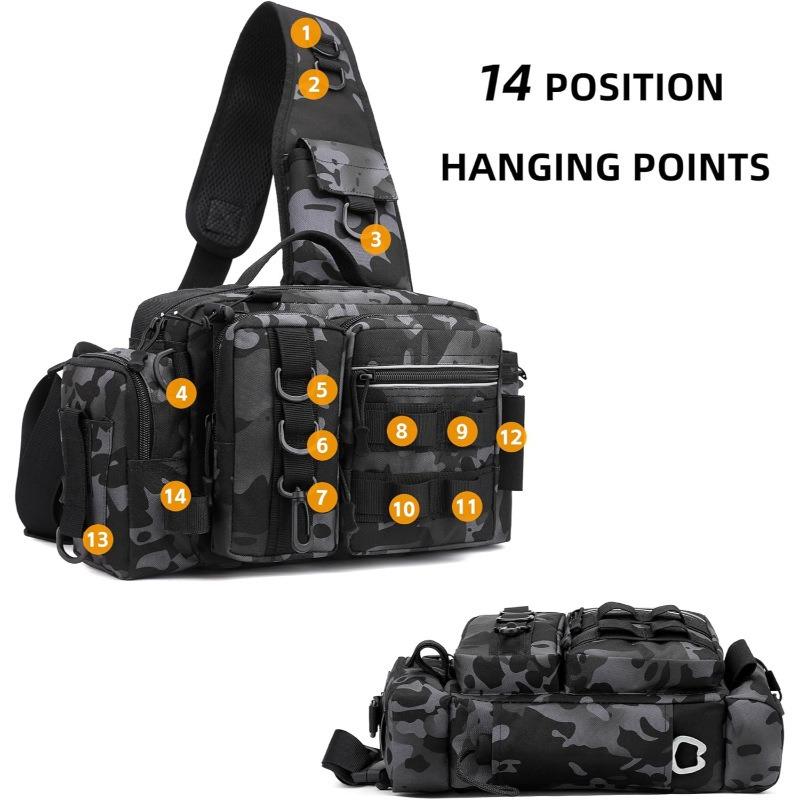 New Model Multi-functional Lure Backpack, Large Waist Bag, Tactical Cross-body Bag for Fishing, Fishing Rod Bag, Outdoor Bag