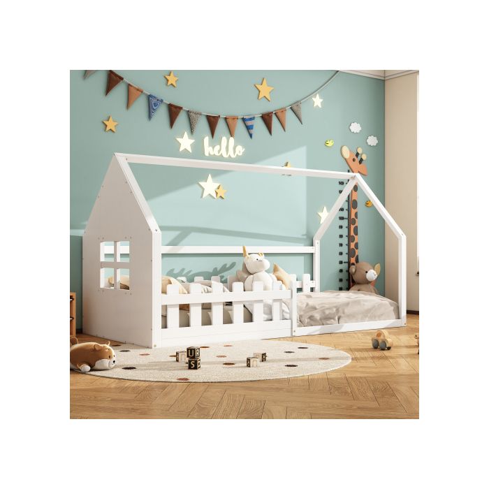 Lit D'enfant - MUVOE - 90x200cm - Design Maison - Blanc - Montage Facile