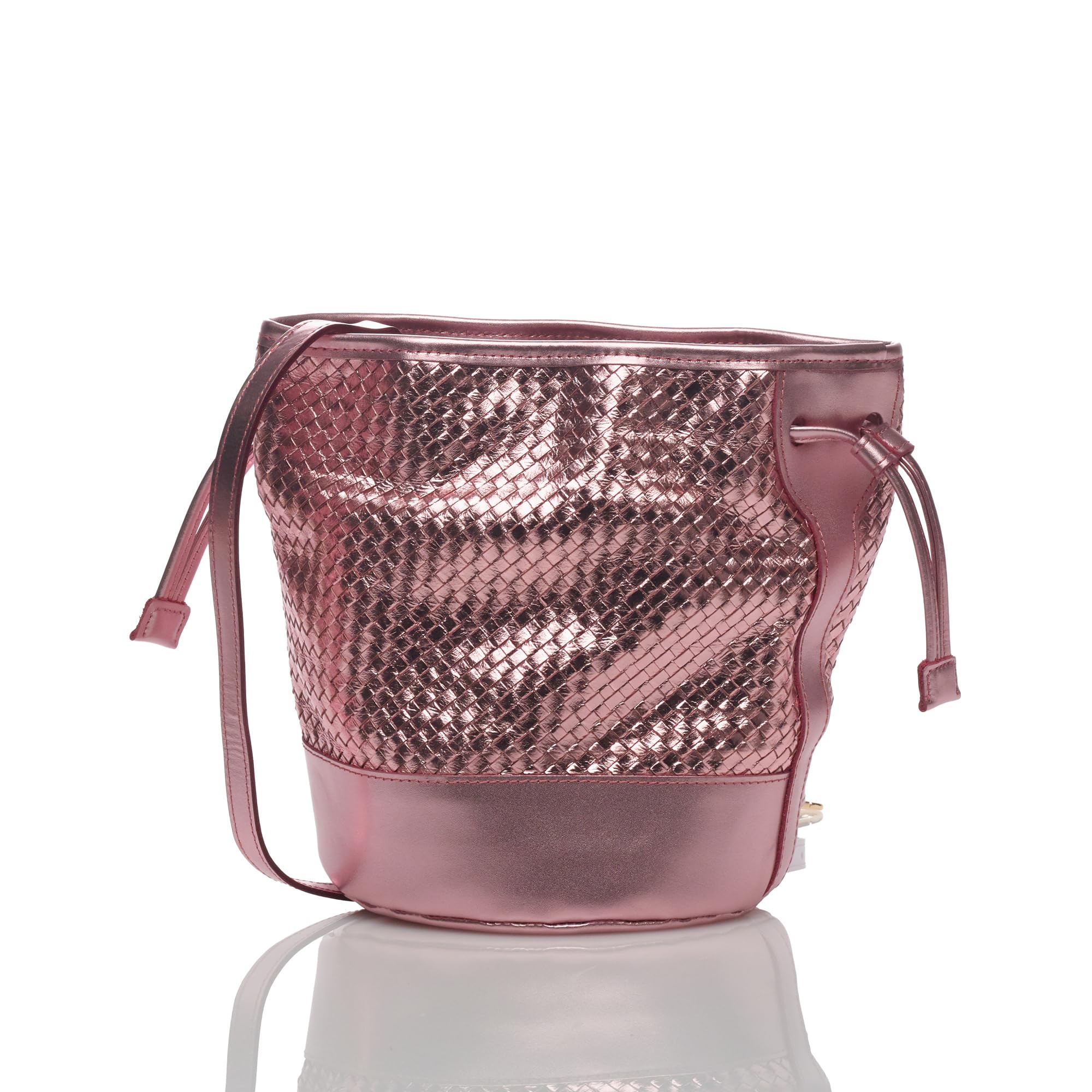 [Perke] Кожаная сетчатая сумка-багет 2-в-1