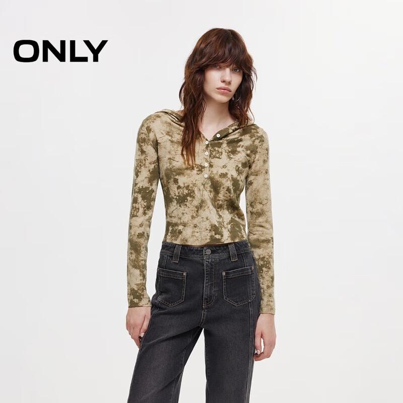 ONLY Women's Vintage Print Hooded Slim Fit Knit Sweater
