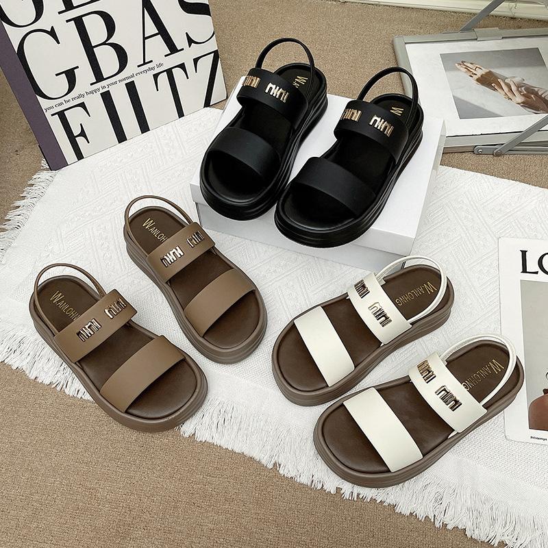 Summer New Niche with Casual Platform Sandals Women's One-word Open-toed Beach Sandals Women