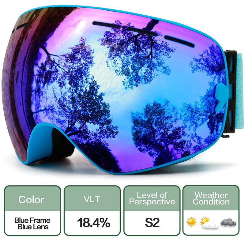 Ski Goggles Winter Snow Sports Anti-fog UV Protection for Men Women Youth Interchangeable Lens Premium Goggles