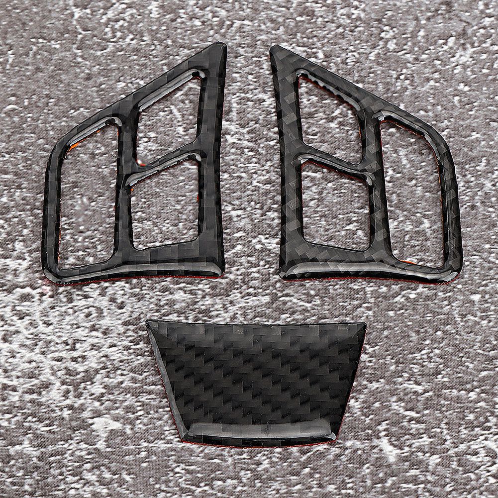3Pcs Set Carbon Fiber Steering Wheel Sticker Trim Cover Car Interior Decor Fits for 3 Series (E90) 2005 2012