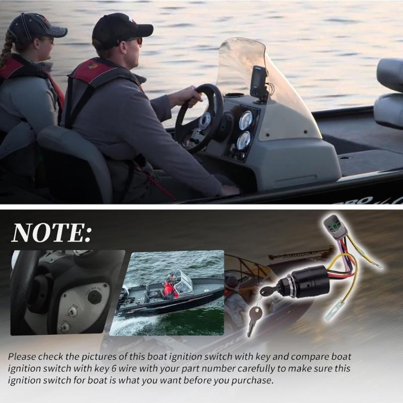 129572 Ignition Switches with 2 Keys for Boats 3 Position Marine Remote Ignition Switches Assembly Easy Installation
