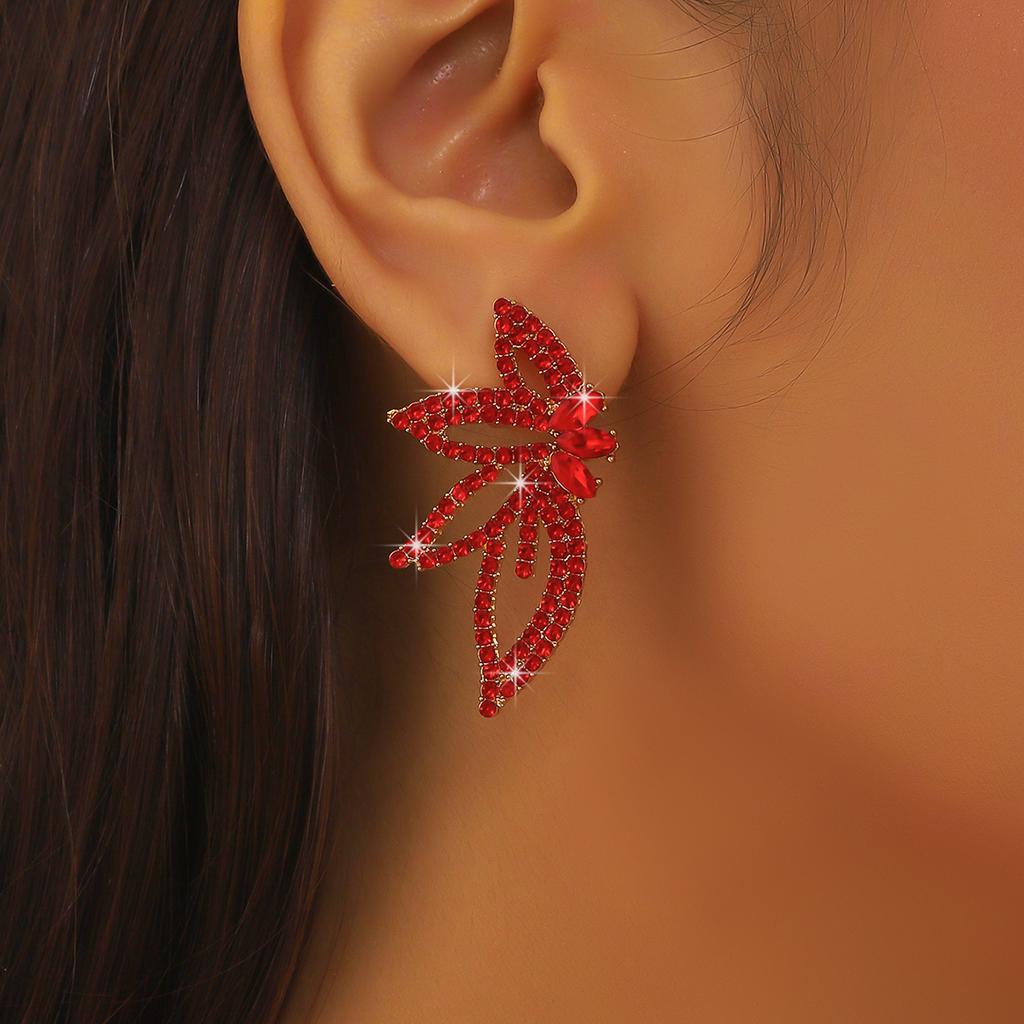 Heavy Industry Full Diamond Butterfly Earrings European and American Style Spicy Girl Charm Dinner Earrings