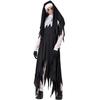 Halloween zombie nun costume, vampire horror bloody grim reaper cross serrated nun skirt