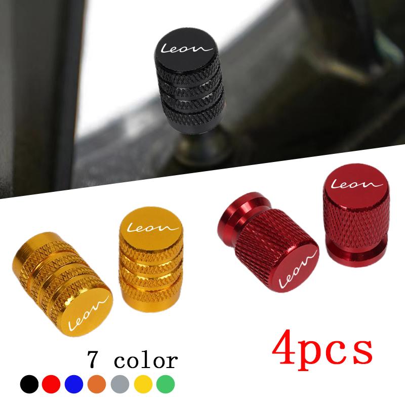 4pcs Car CNC Aluminum Tire Valve Air Port Stem Cover Caps for Seat Leon Accessories