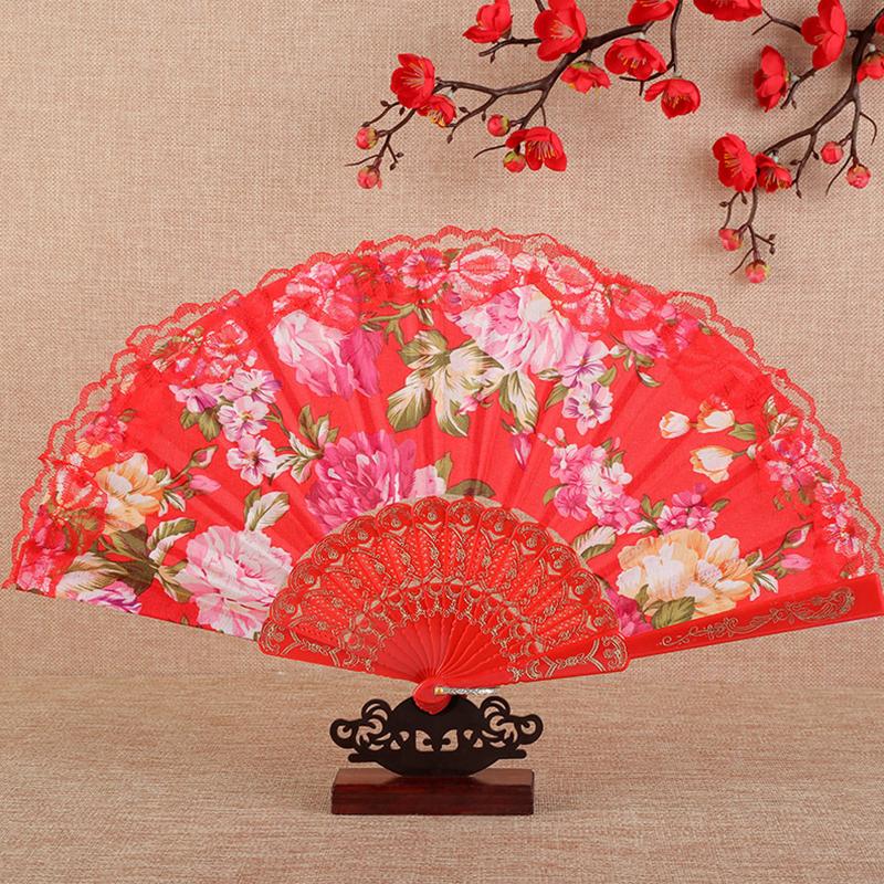 1 Stück Foto-Requisiten Klassische Aufführungs-Requisiten Ästhetische Schönheit Faltfächer Mode Pfingstrose Spitzenfächer