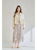 Plaid Asymmetrical Draped Chiffon Midi Skirt with Irregular Hem