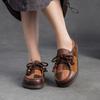 Johnature Retro Genuine Leather Mixed Colors Versatile Comfortable Casual Women's Flat Shoes
