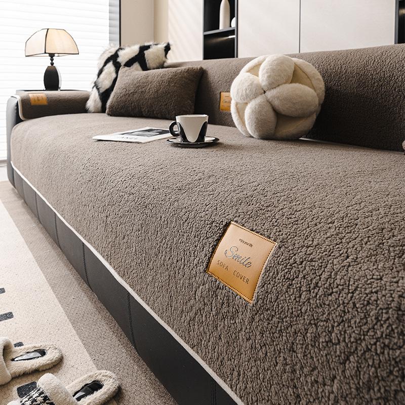 

Cotton wool anti-cat s claw sofa cushion non-slip inline sofa cover is simple 90x90cm коричневий
