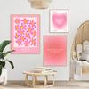 Pink Flower Market Exhibition Canvas Painting Angel Number Abstract Poster Wall Art Poster Bedroom Girls Room Frameless Wall Art