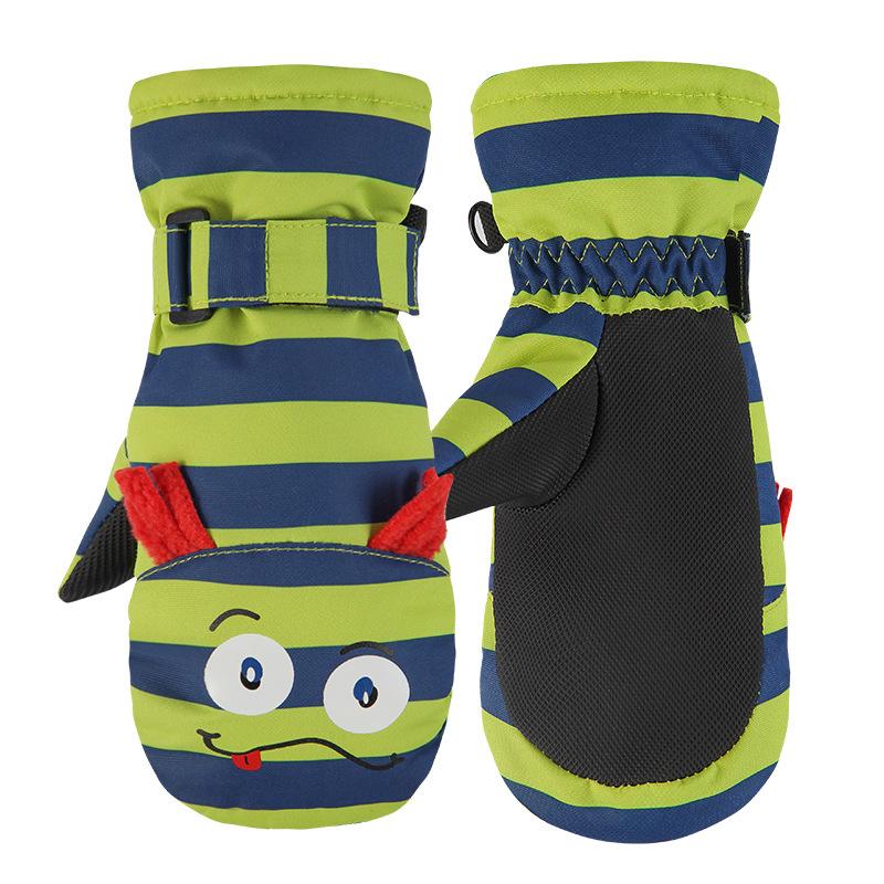 Children's Ski Gloves with Finger Hands Cartoon Waterproof and Warm  for Toddlers and Children To Ride with Fingers Connected