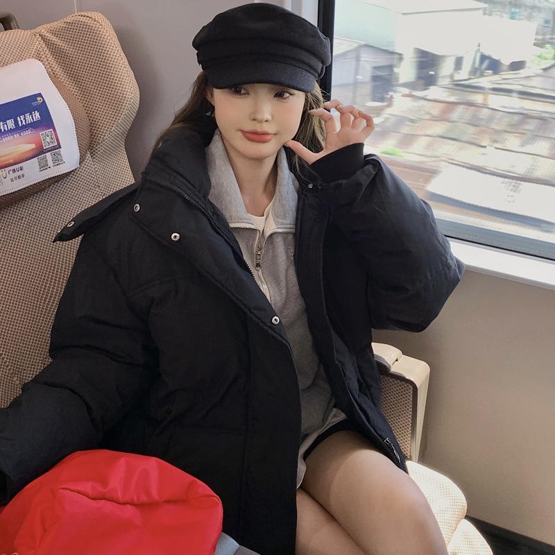 Women's Short Hooded Cotton Jacket - Korean Style Design, Thickened