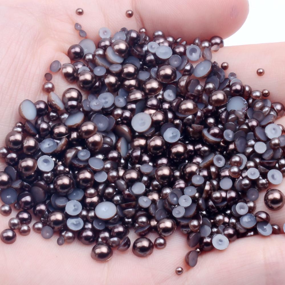 Resin Half Round Flatback Beads 2-6mm Mix Size Glue on Loose Rhinestones for Clothes Dresses DIY Crafts Scrapbook Decoration