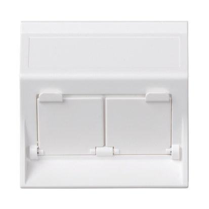 S500 Board, 2x RJ with Covers, Angled, for MD Adapters, Pure White, SIMON50