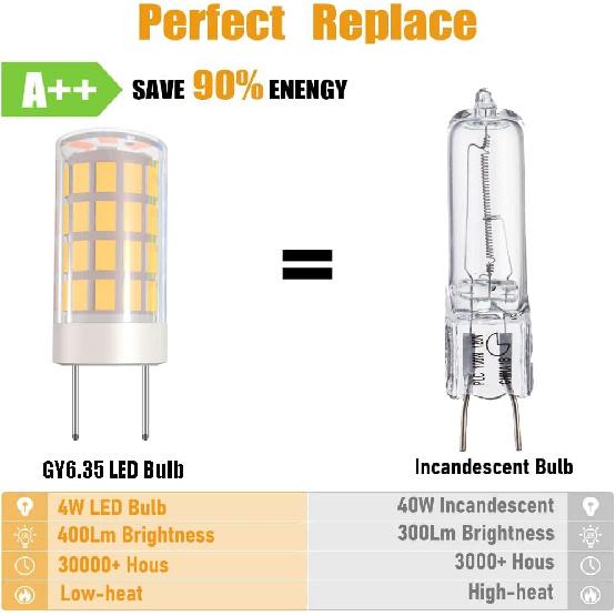 GY6.35 LED Bulb 12V AC/DC GY6.35 Bi-pin Base T4 JC Type 4W LED Bulb Dimmable 40W Halogen Bulbs Equivalent for for Desk Lamp,Chandelier Light