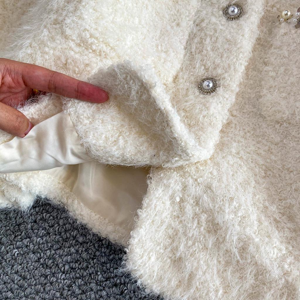 Autumn Winter Women Luxury Mink Faux Fur Full Sleeve Single Breasted Short Jacket Coat Christmas Outerwear With Pocket